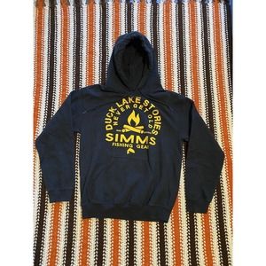 Simms Fishing Gear Hoodie Duck Lake Stories - Size Large - Color Black Yellow